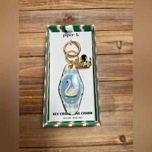 Piper-K Swan Bag Charm/Keychain with Crown Charm